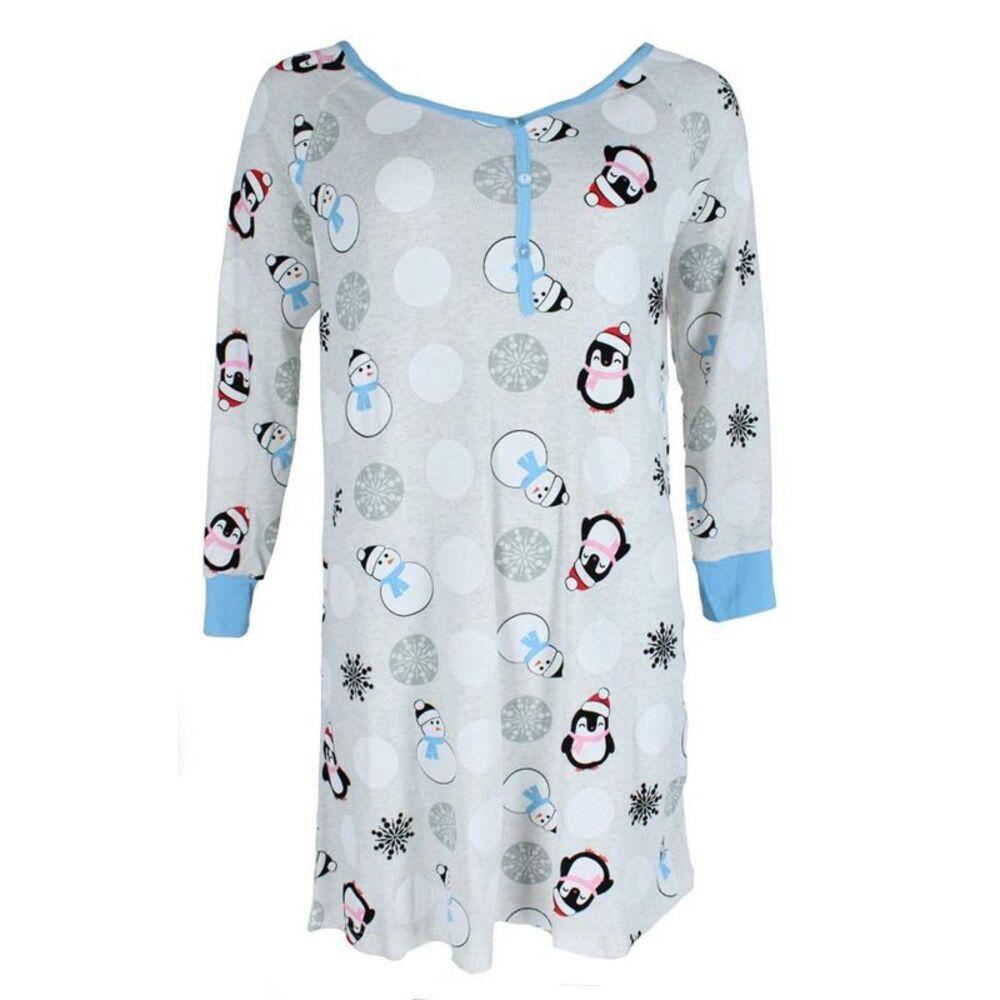 Not a Morning Person Women's Snowman Henley Long Sleeve Nightshirt
